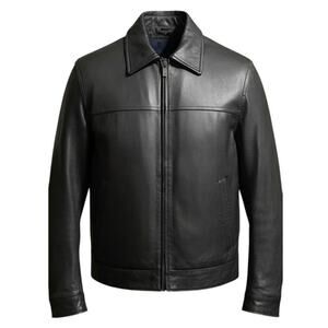 London Fog Genuine Black Leather Coat | Great Condition | Men's M